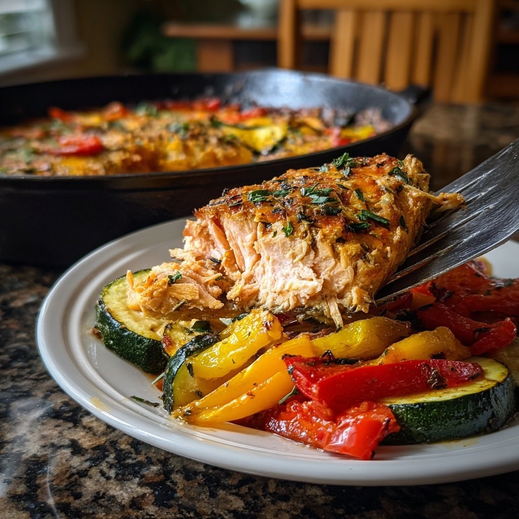 One Pan Salmon Veggies