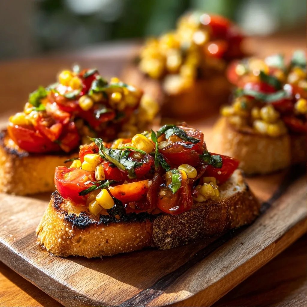 Grilled Corn Tomato Bruschetta