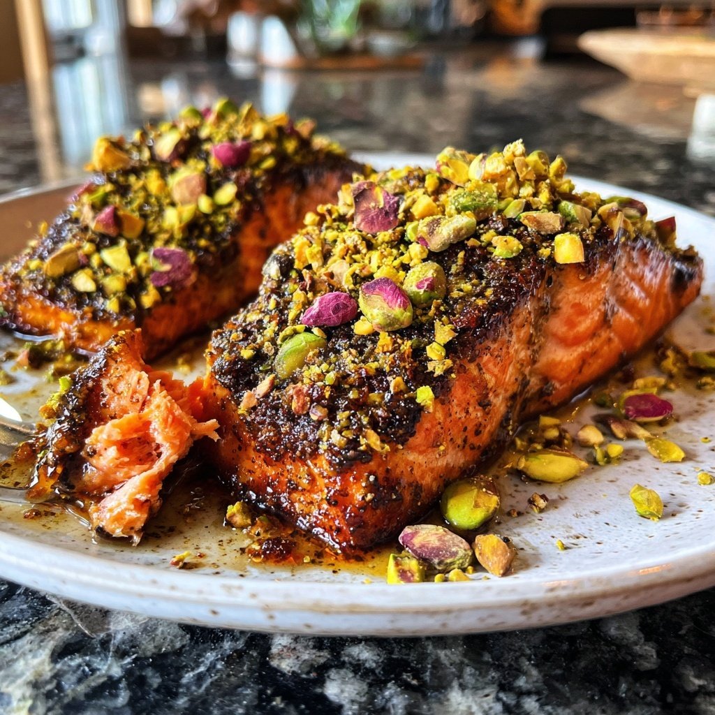 Confit Salmon with Tahini Pistachio