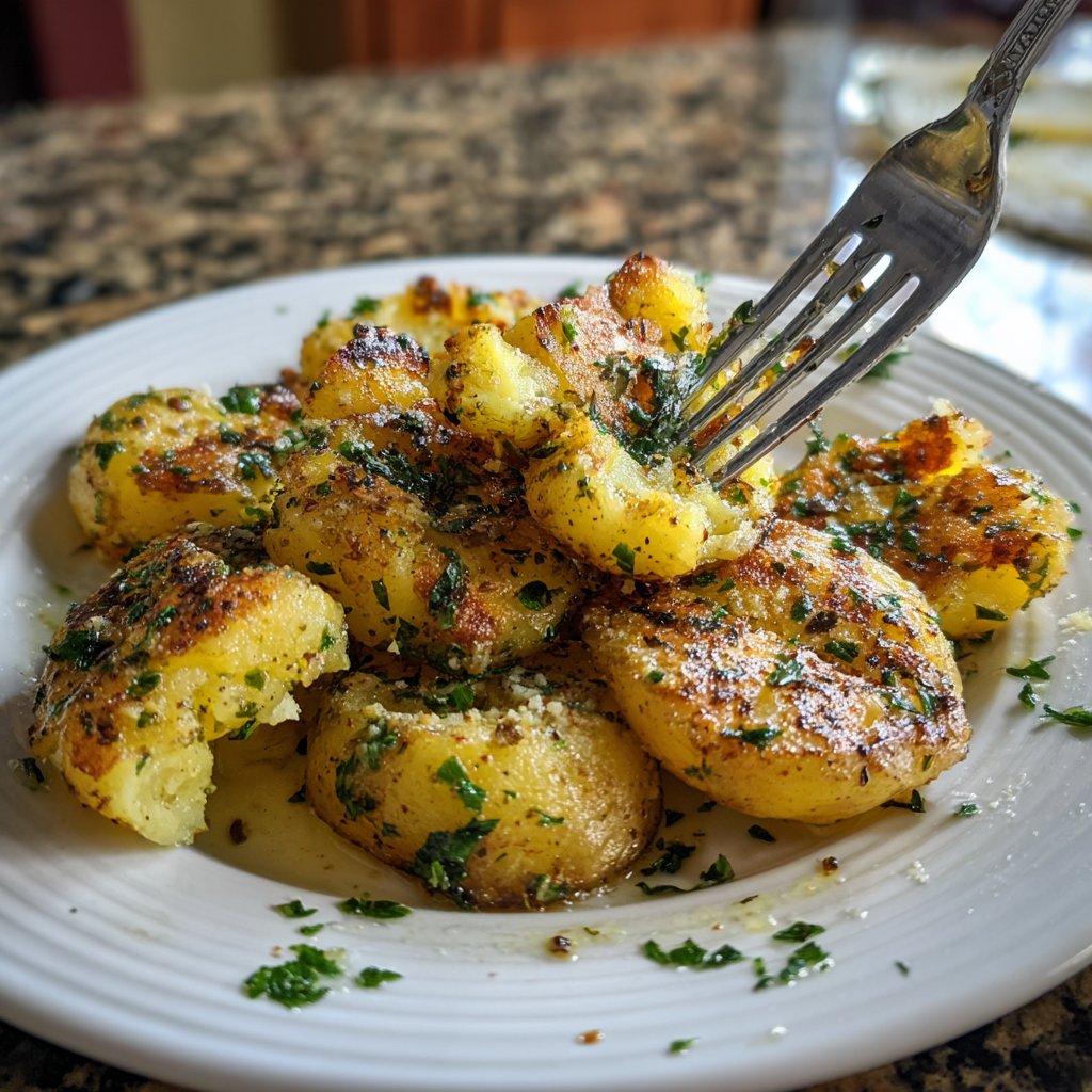 Garlic Herb Smashed Potatoes
