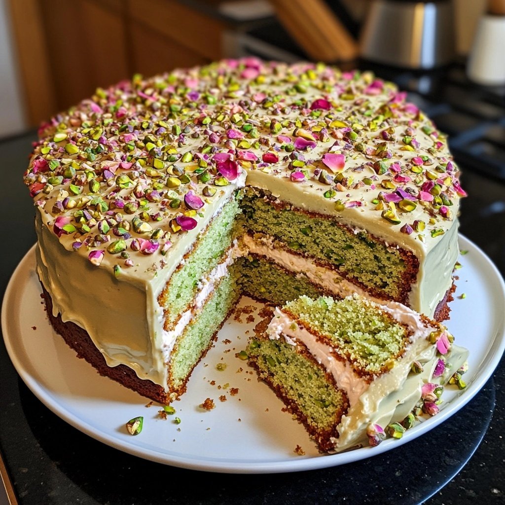 Capricorn Pistachio Rose Cake