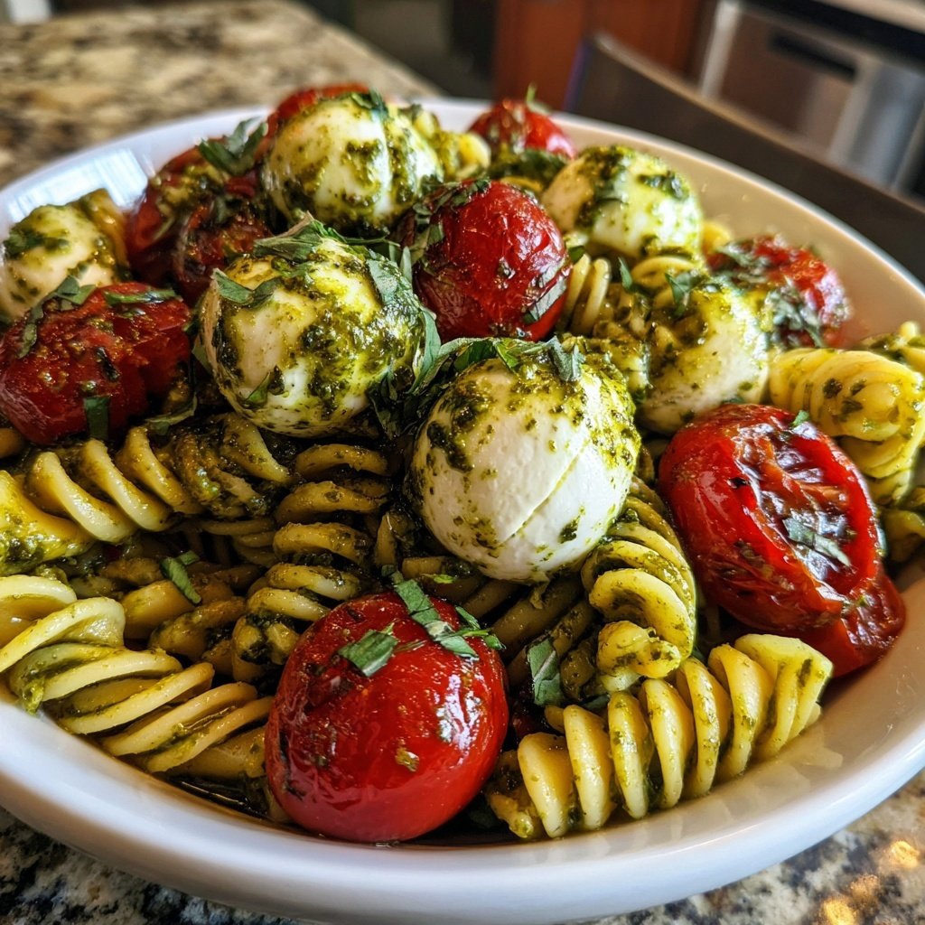 Pesto Caprese Pasta Salad