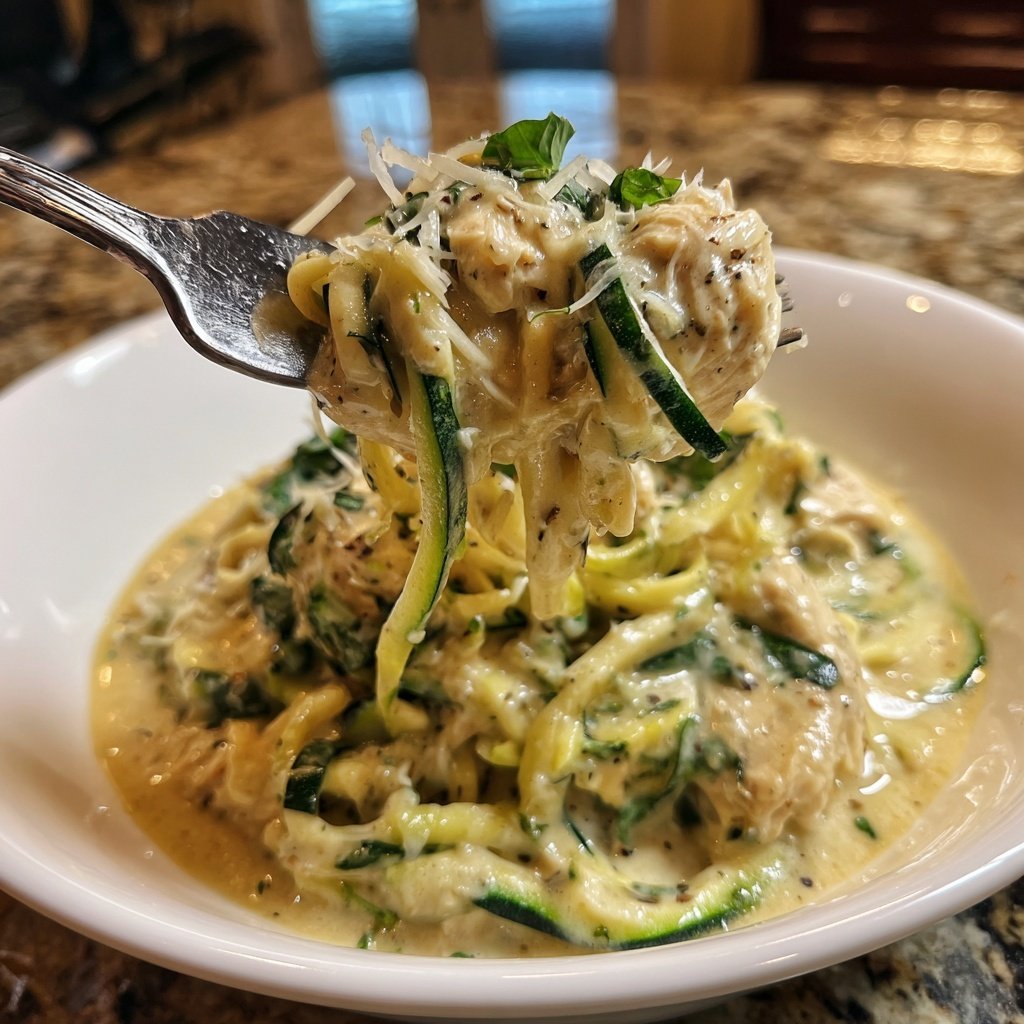 Creamy Chicken and Zucchini Zoodles