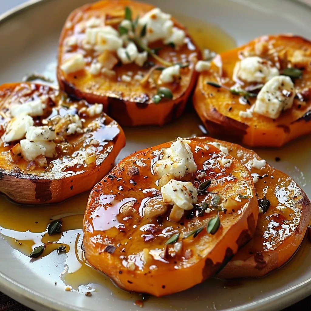 Roasted Sweet Potato Rounds with Honey Feta and Thyme