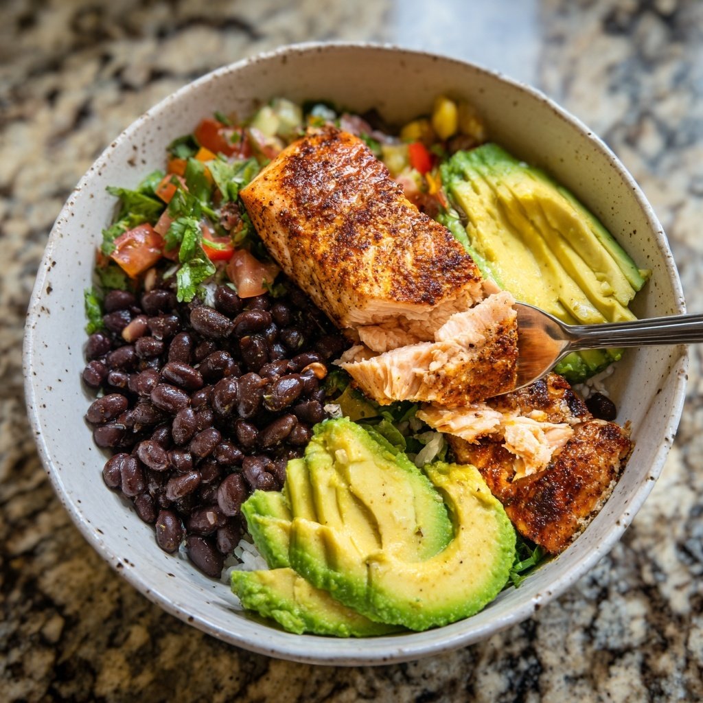 Chipotle Salmon and Black Bean Bowl