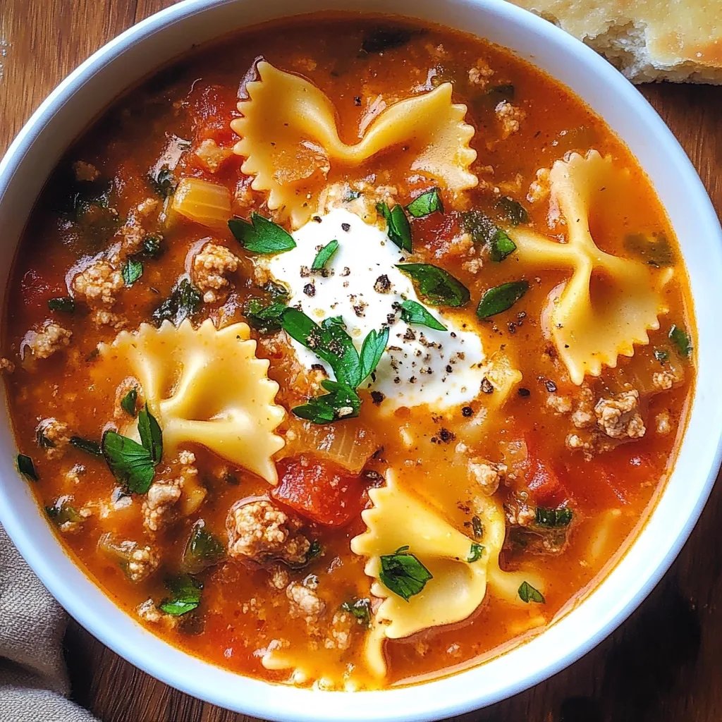 Homemade Lasagna Soup With Bow Tie Pasta