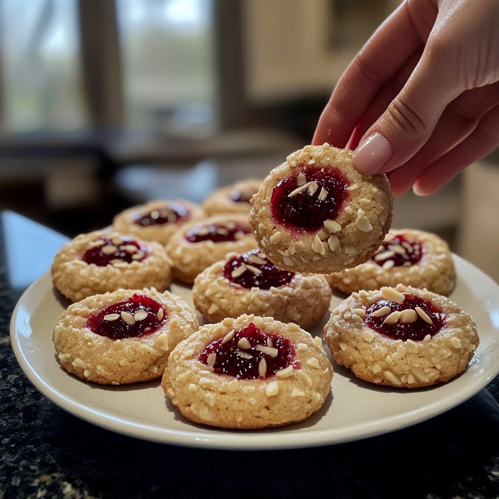 Almond Marzipan Thumbprint Cookies