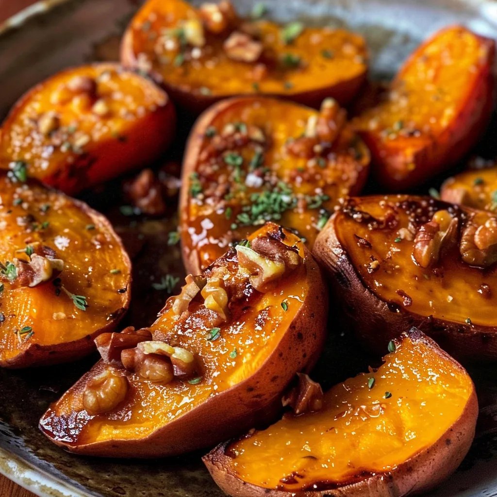 Easy Maple Walnut Roasted Sweet Potatoes Recipe