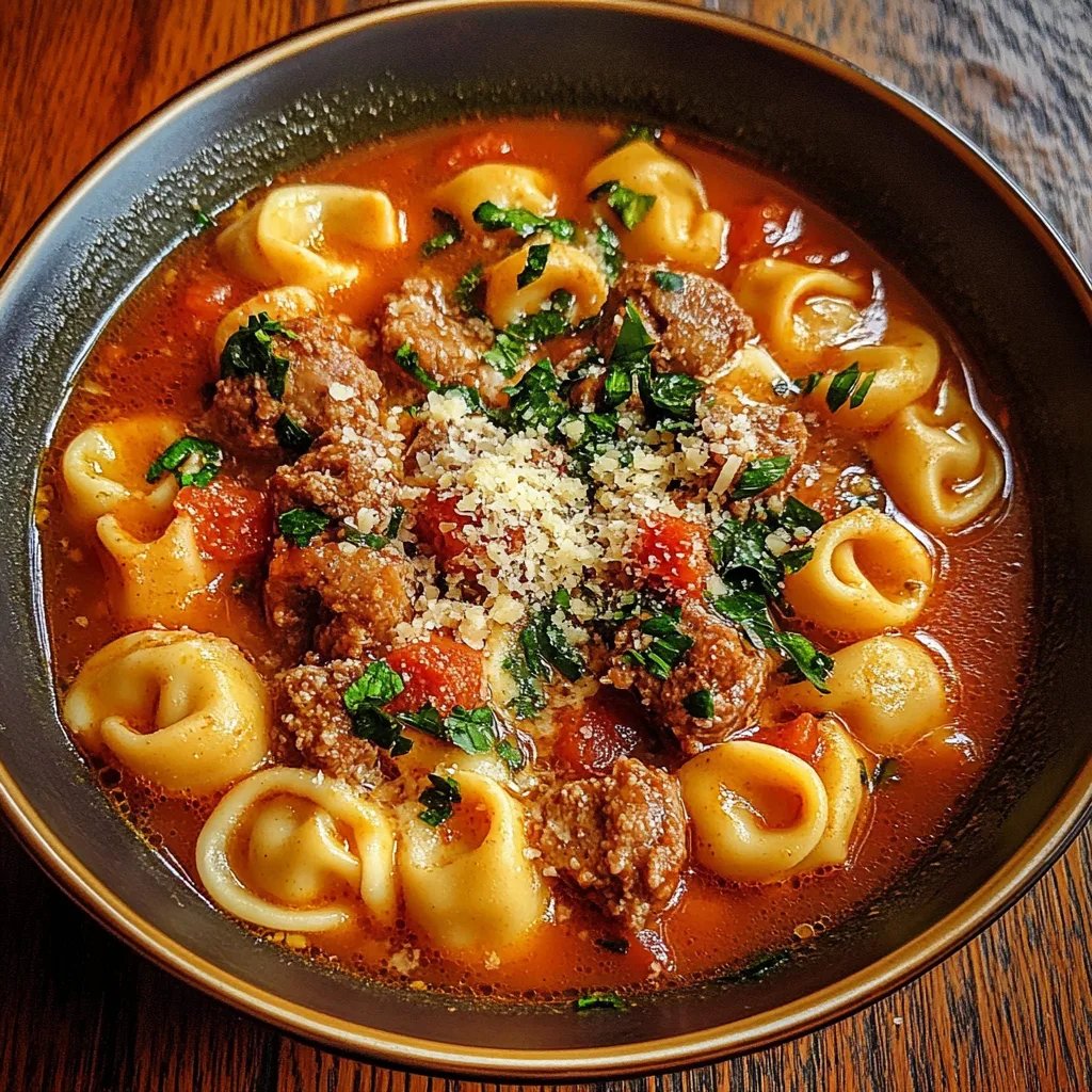 Spicy Sausage & Tortellini Soup