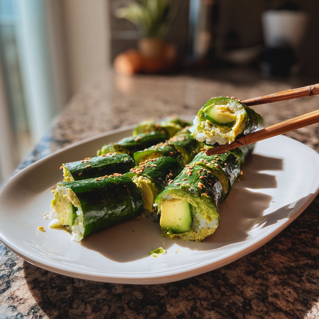 Cucumber Avocado Sushi Rolls