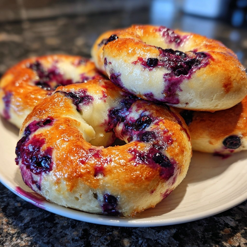 Protein Bagels with Blueberry Swirl