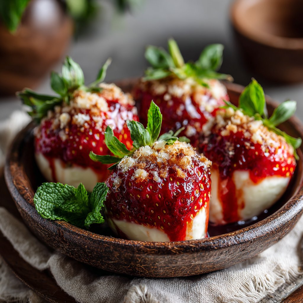 Mini Cheesecake Stuffed Strawberries