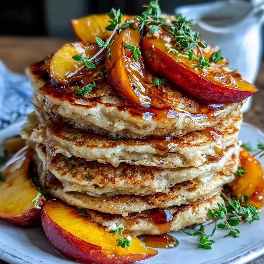 Grilled Peach Oat Pancakes