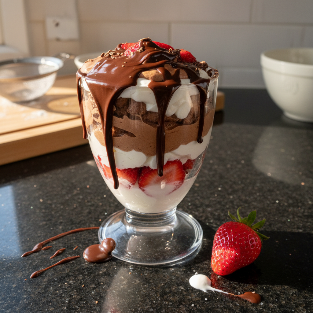Chocolate Strawberry Fluff Parfait