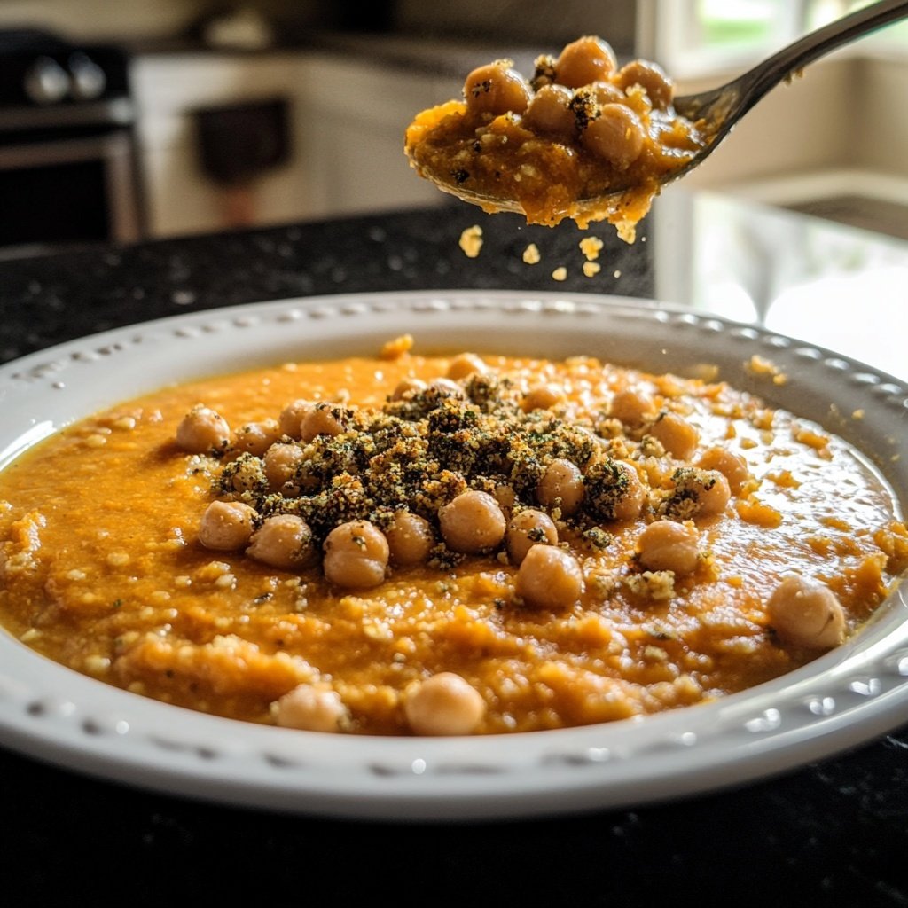 Roasted Carrot Soup with Za'atar and Chickpeas