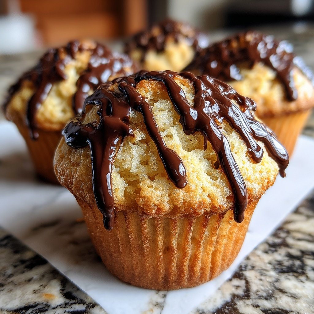 Vanilla Cupcake with Chocolate Drizzle