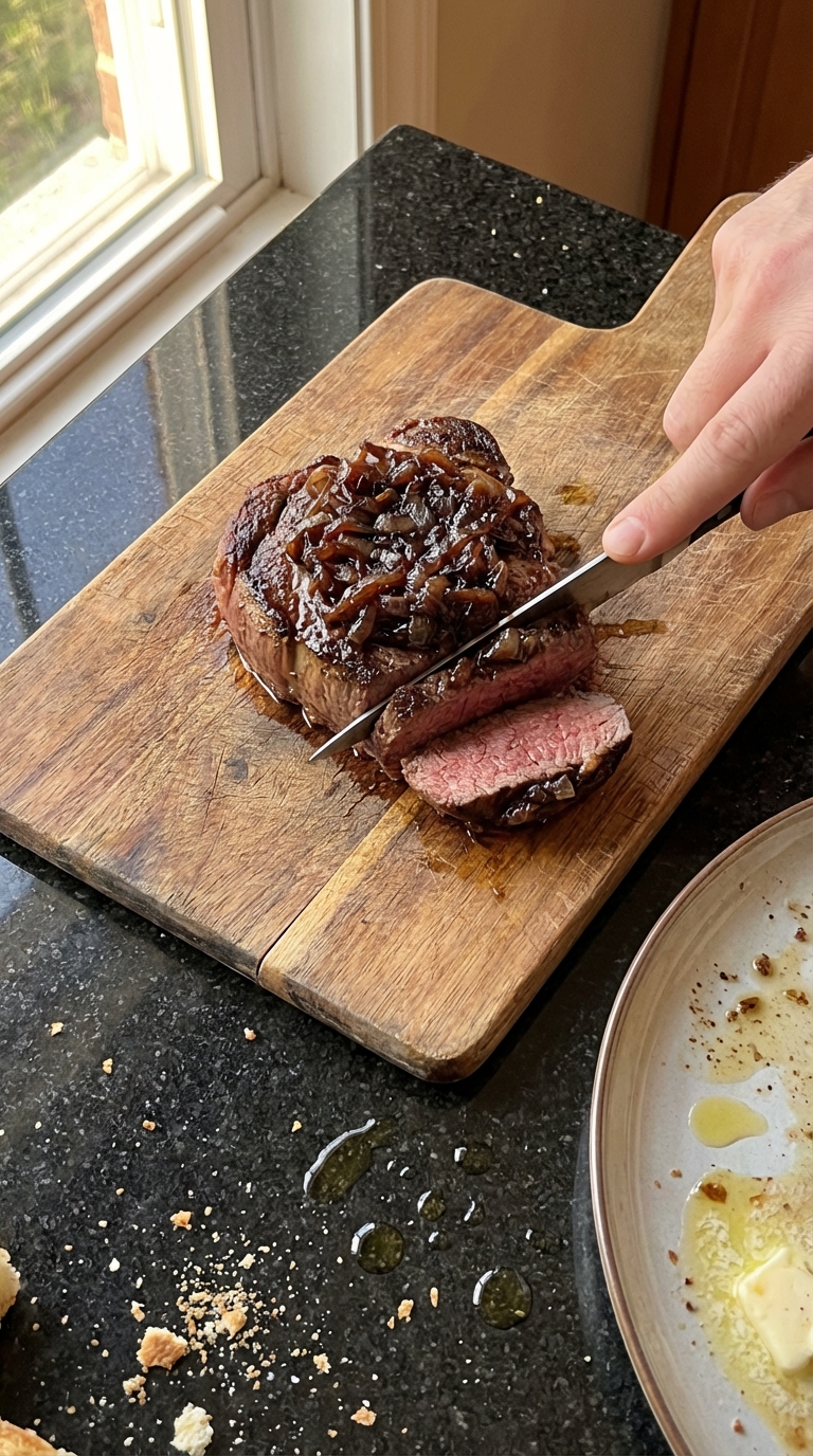 Filet Mignon with Caramelized Onions
