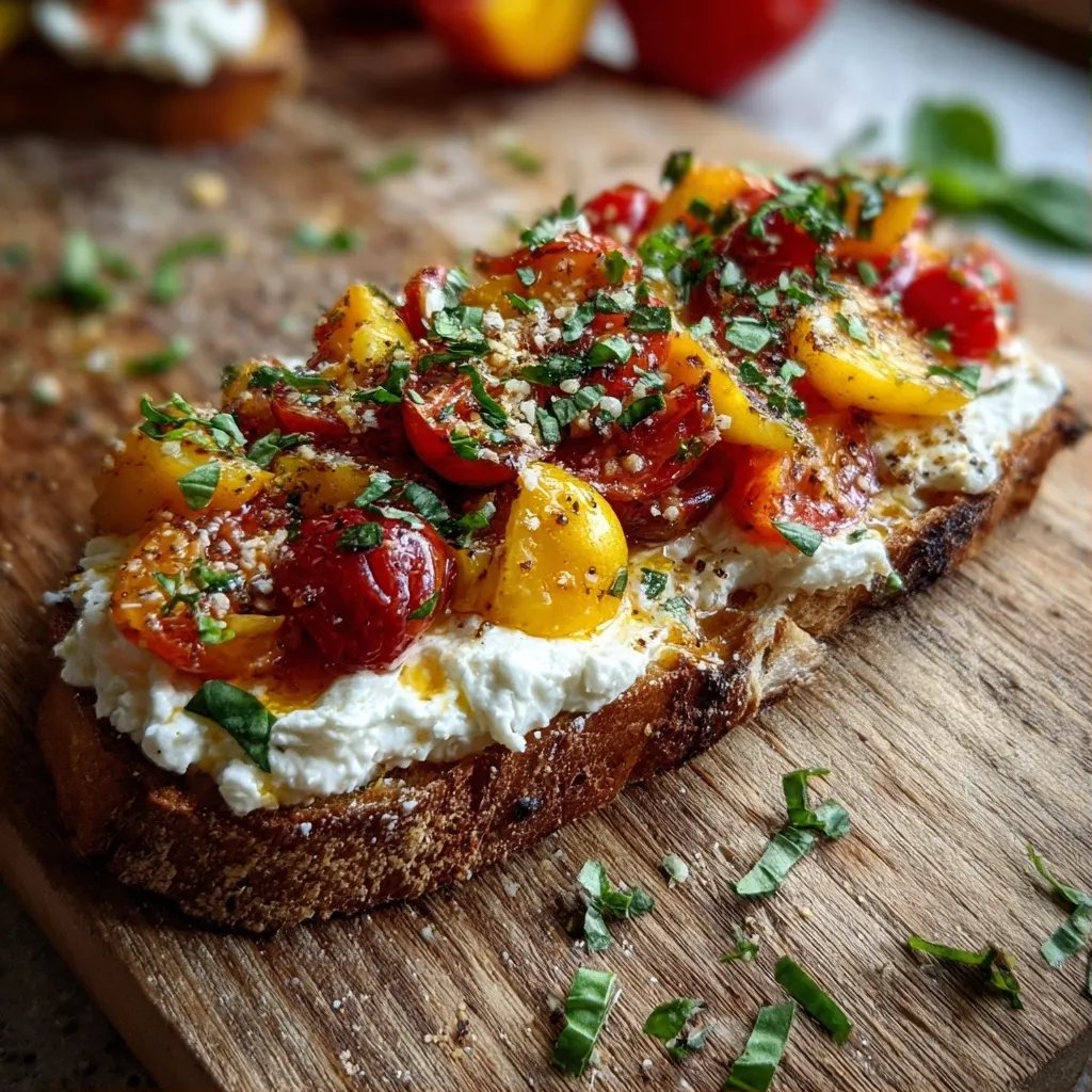 Tomato Peach Burrata Toast