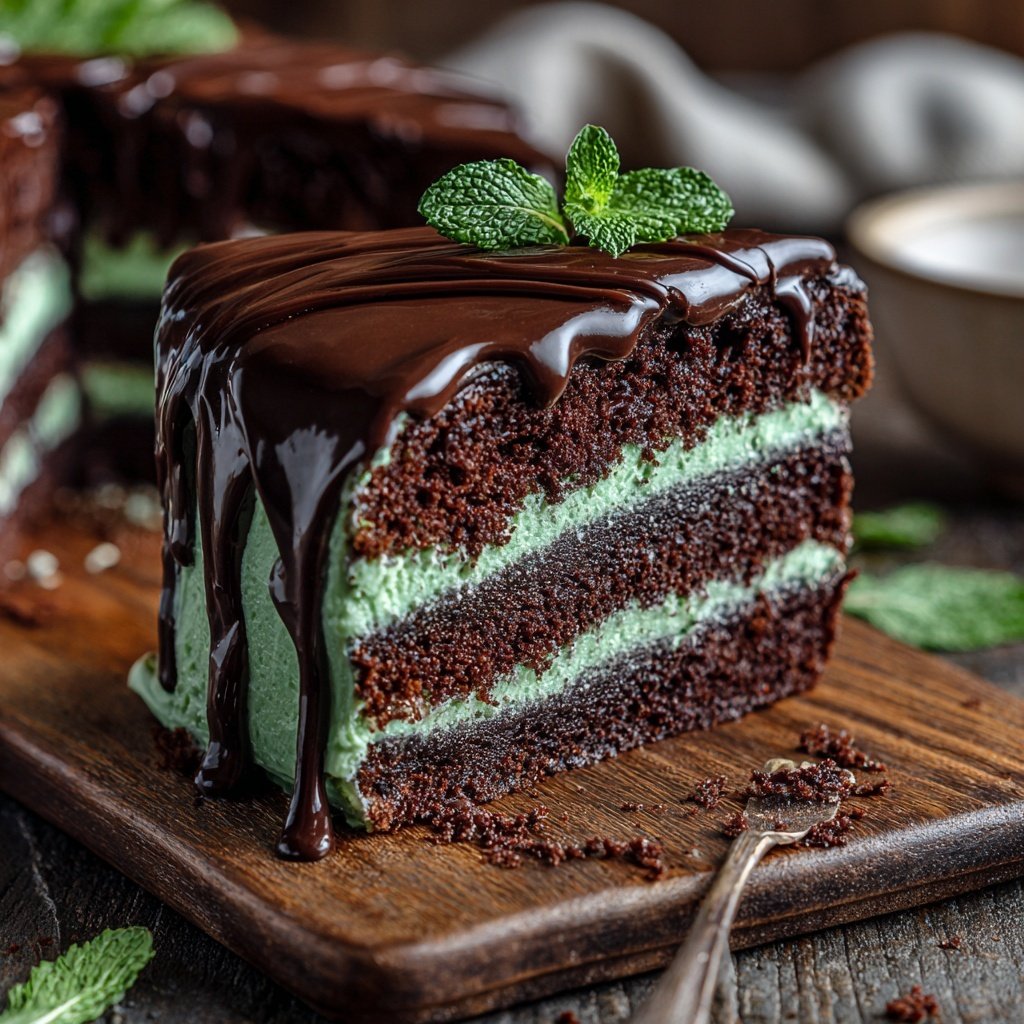 Rich Chocolate Mint Vanilla Cake