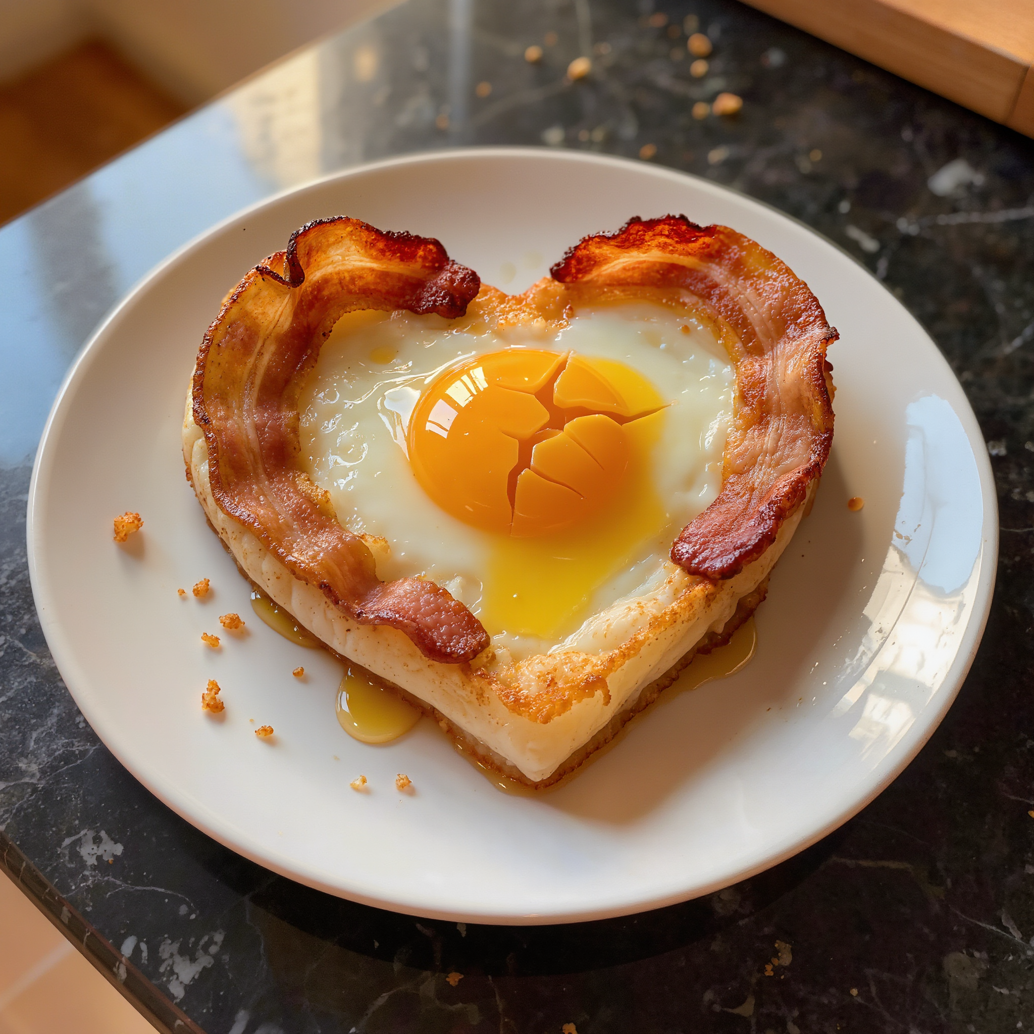 Heart-Shaped Egg and Bacon