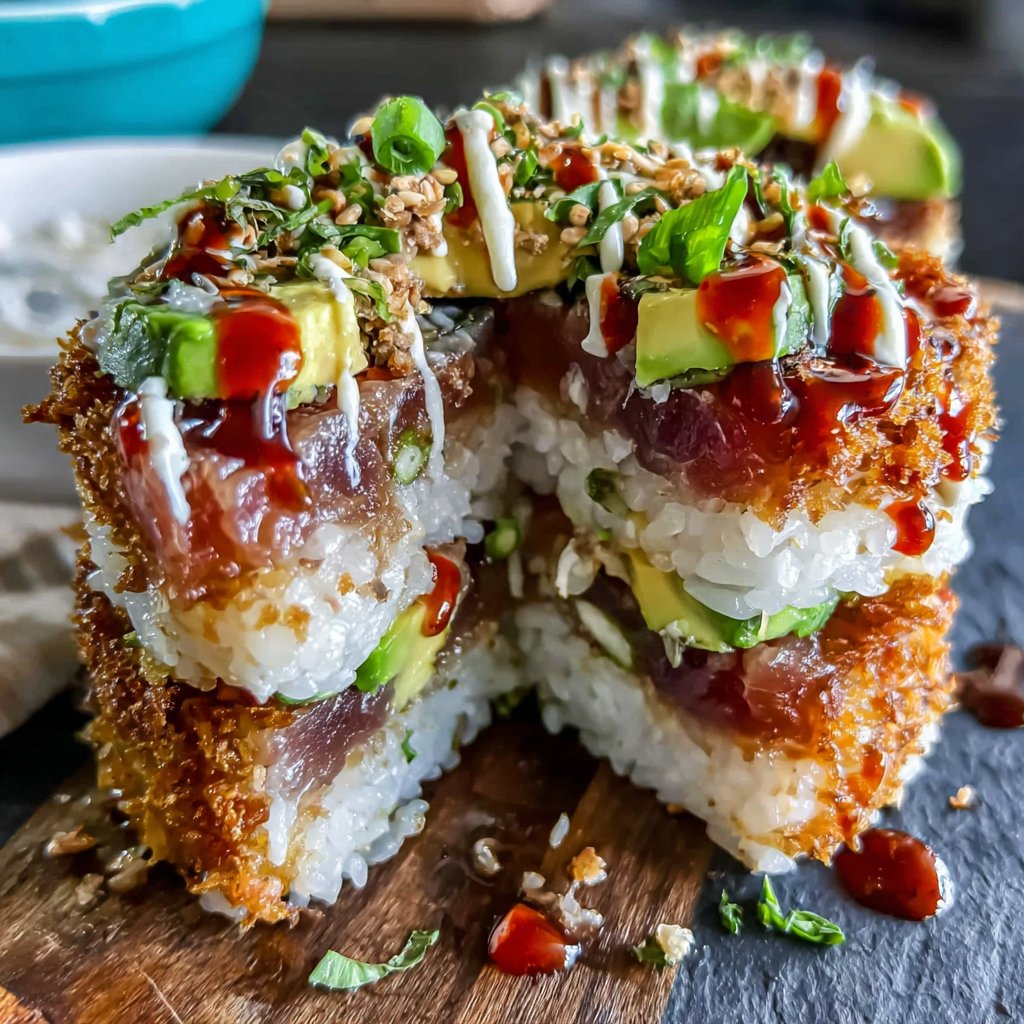 Tuna Rice Cake Stack