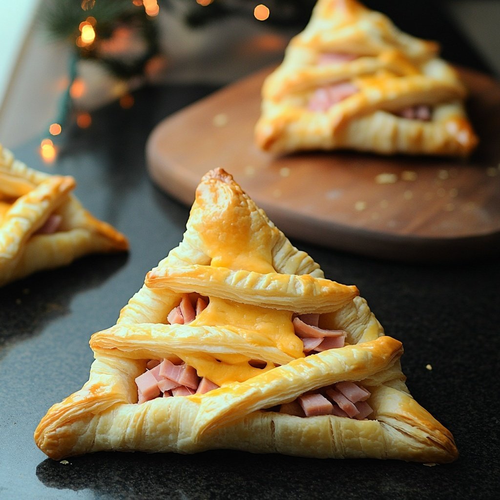 Ham & Cheese Puff Pastry Christmas Trees